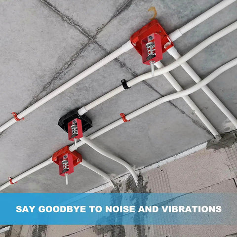 Ceiling Spring Vibration Isolator Hangers 8 Pack For Mechanical Damping Mounts installed on ceiling with pipes