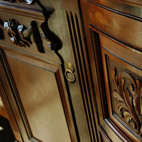 Solid Brass Ring Pulls Set Of 2 For Drawers And Cabinets, 2.4 Inch Overall With Ring Pull 1.7 Inch Wide on ornate wooden cabinet