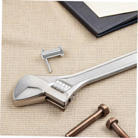 Stainless Steel Alignment Pins Set With Flat Cylindrical Design For Machinery Furniture And Electronics Easy To Install Through Precise Hole Positioning Durable Rust Resistant Headpins For Stable Positioning In Tools And Projects seen with wrench and bolts on fabric surface.