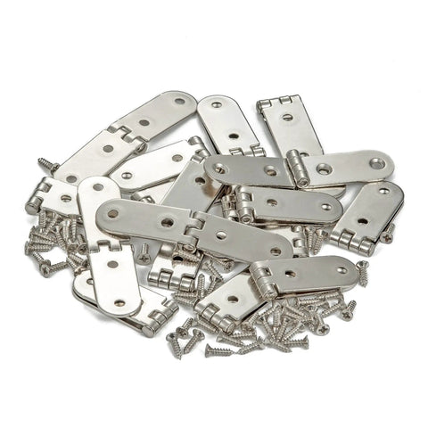Satin Silver Mini Hinges for Wooden Boxes 20 Pack Die Cast Iron Hardware With 270 Degree Opening Rust-Resistant Satin Finish and screws