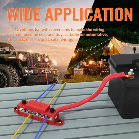 Beefy 12 Volt 250 Amp Power Distribution Block Bus Bar With Three Five Sixteenth Inch Studs And Ten Terminals For Marine And Automotive Battery Wiring, Built To Last Marine Grade, Includes Cover For Negative And Positive Terminals