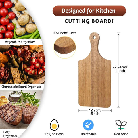 Six Piece Thick Acacia Wood Cutting Board Set For Chopping And Serving Charcuterie Laser Engraving Friendly Bulk Wood Boards With Handle Holes Perfect Gift For Mothers Day Weddings Housewarmings By Lounsweer, single board, marked dimensions