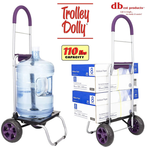 Purple Foldable Shopping Cart With Wheels And Removable Bag For Groceries And Beach Trips Durable Trolley Dolly With Heavy Duty Wheels