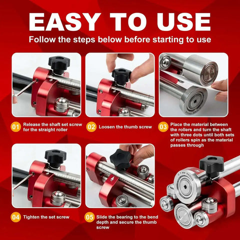 Step-by-step guide for Onsite Sheet Metal Bender And Roller For Roofing Pros use, showing tool setup and operation steps.