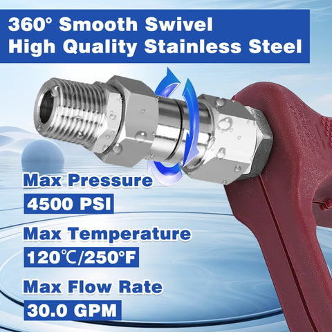 Pressure washer swivel fitting, M MINGLE 3/8in NPT, stainless steel anti-twist 360° adapter, 2 pcs
