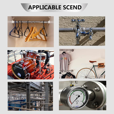 GeilSpace 1/2-in x 18-in stainless steel pipe closet rod front view with hangers
GeilSpace 1/2-in x 18-in stainless steel pipe outdoor faucet close-up on wall
GeilSpace 1/2-in x 18-in stainless steel pipe drum kit on stage
GeilSpace 1/2-in x 18-in stainless steel pipe clothing display with t-shirt and bicycle
GeilSpace 1/2-in x 18-in stainless steel pipe industrial piping system in factory
GeilSpace 1/2-in x 18-in stainless steel pipe pressure gauge on metal pipe