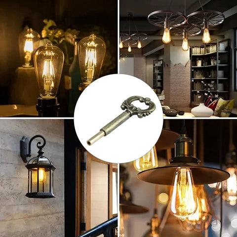 Collage showing Antique Brass Lamp Turn Knob Set For On Off Switch Keys Two Pack For Table And Floor Lamps Metal Replacement Socket Knob With One Half Inch Extension Vintage Light Fixture Decor And Easy Home Lighting Upgrade