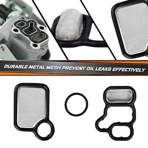 Honda VVT Solenoid Gasket And Valve Cover Set For Civic Accord CR V Element Fit And Acura RSX TSX, Anti Oil Leakage Gasket Kit For 2003 2012 2.0L Engines Including Type S shown with durable metal mesh components, preventing oil leaks.