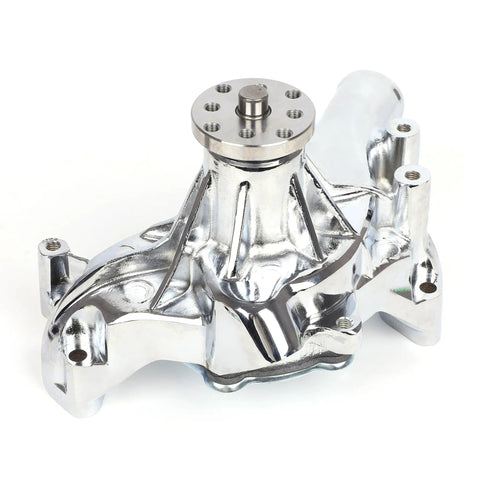 Long Chrome Water Pump, Power Steering Pump, And 130W Chrome Alternator Kit With Brackets And Bolts For Small Block Chevy SBC