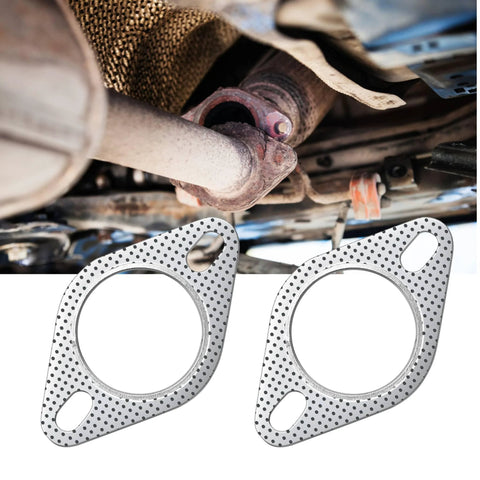Exhaust flange gasket pair, graphite, 2.5-inch (63.5mm), 2-bolt with fire ring for muffler/manifold, 2 pcs