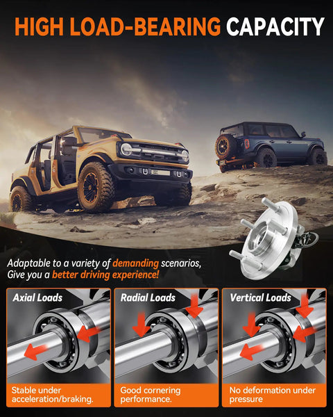 2 Pack Rear Wheel Bearing Hub Assembly Kit Bolt On 512478 512479 With ABS Sensor 5 Lug Fit displayed with vehicles