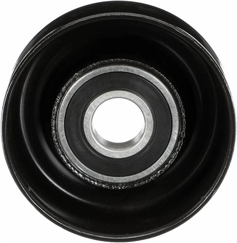Drive Align Belt Drive Idler And Tensioner Pulley For Cars And Trucks By Gates 38006 front view with steel and thermoplastic construction.