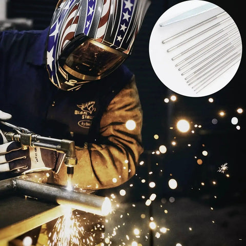 Welder using Pro Grade Welding And Carb Cleaner Kit With 12 Wire Set Flat File And Torch Nozzle Tip Cleaner; 13 sizes visible