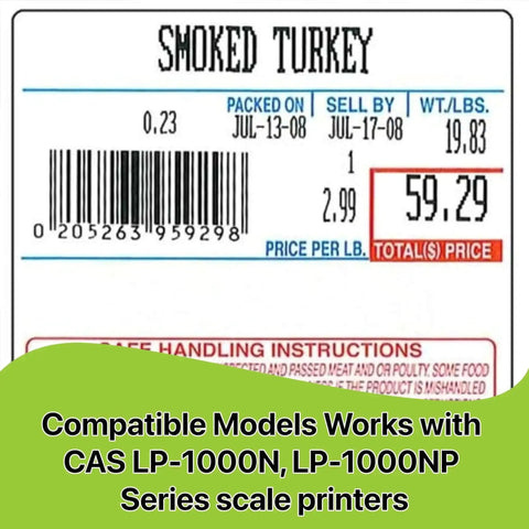 Price label for smoked turkey, compatible with CAS LP-1000N and LP-1000NP scale printers