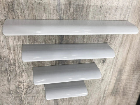 Six Pack White Arc Surface Drawer Pulls For Furniture Cabinets Edge Mount Hidden Cabinet Handles With 64 Millimeter Hole Diameter