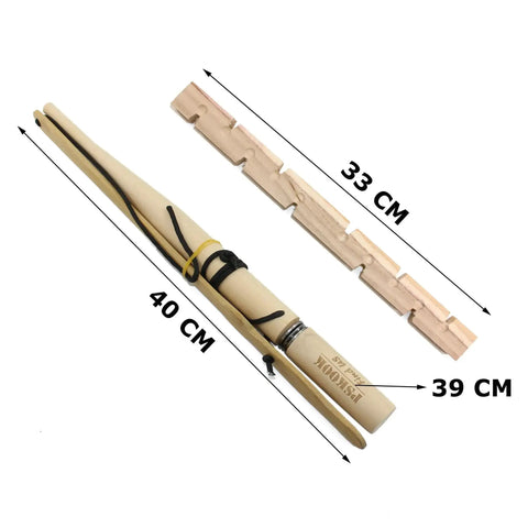 Primitive Friction Fire Starter Kit For Bushcraft And Camping, Bow Drill Set With Bamboo Handle, 40 cm stick and 39 cm drill