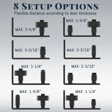 Sliding Barn Door Floor Guide Set With Wall Mount Flush Flat Bottom Guides Adjustable Floor Guide Rollers 8 Setup Options