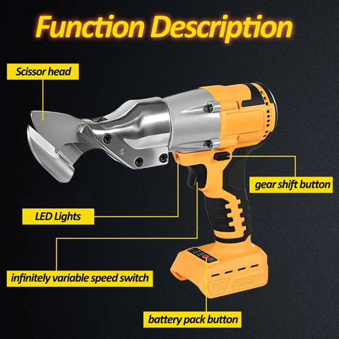 Beast Mode Cordless Metal Shears For Quick Sheet Metal Cuts With 600W Brushless Motor featuring scissor head and buttons