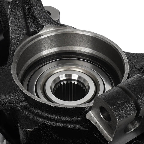 Close-up of Front Right Steering Knuckle And Wheel Bearing Hub Assembly For Hyundai Sonata 2011 2012 2013 That Fits Without Sport Suspension 2.4L 14mm Bolt Hole 27 Splines OE Reference 698464 Replacement Part