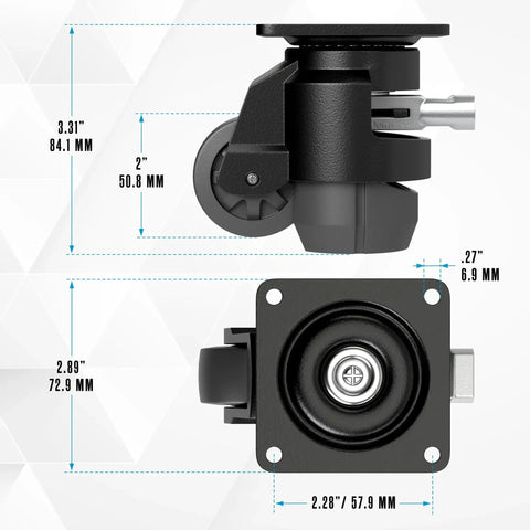 Leveling Casters With Retractable Feet For Stable Mobility On Tables, Machines And Furniture, Height Adjustable Heavy Duty Lift Casters