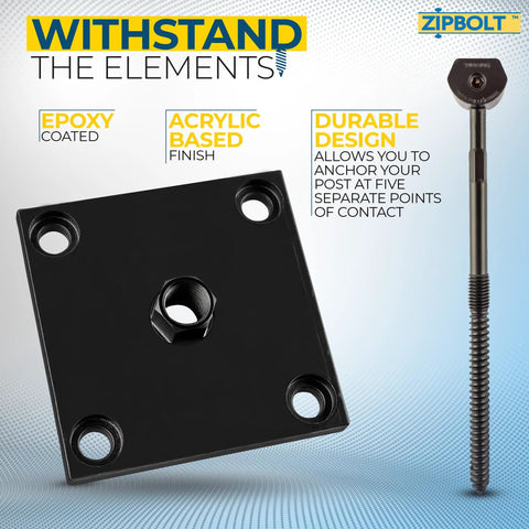 Exterior 4x4 Post Anchor For Decks Patios And Verandas With Hidden Fastener Design And No Fuss Easy Install Surface Mount For Secure Outdoor Posts Zipbolt 17800 XT Exterior Newel Post Anchor showing epoxy coated acrylic finish