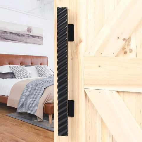 Solid Brass Sliding Barn Door Handles Set Featuring 12 Inch Two Sided Design Heavy Duty Mounting Hardware for indoor use