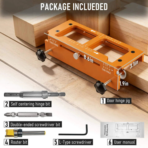 Door Hinge Jig Kit For Hinge Mortising And Door Installation, Pro Grade Aluminum Template For 2.5 To 5 Inch Doors