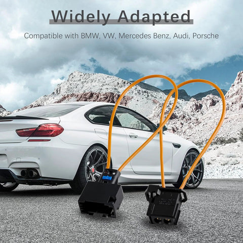 Velidy 2-pack fiber optic loop bypass adapters, orange cables with male/female connectors for Benz/Audi/BMW/Mercedes/VW/Porsche