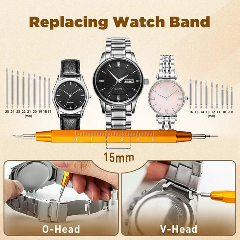 Pro-Grade All-In-One Watch Repair Kit With Link Removal, Pin Tool, Battery Replacement, Strap Adjustment, And Carrying Case