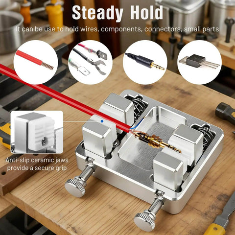 Aluminum Soldering Clamp With Ceramic Jaw Adjustable Welding Fixture for Circuit Boards PCBs Wires and Jewelry Soldering