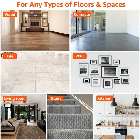 Various flooring types and spaces like wood, concrete, tile, and more for Non Slip Rug Tape 12 Pack Reusable Washable Grippers.