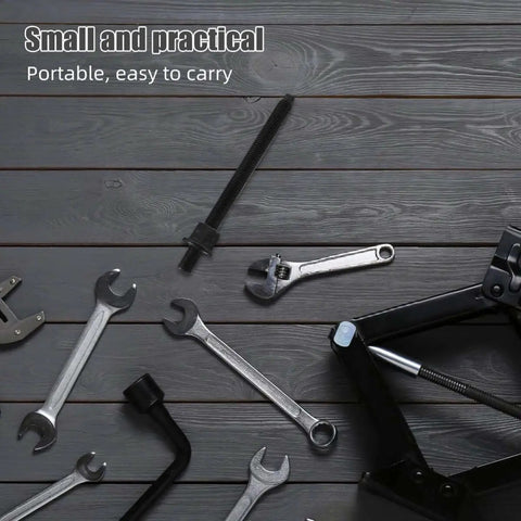 Pro Grade Crankshaft Pulley Install Tool And Harmonic Balancer Puller Kit For Engine Repair and wrenches on wooden surface