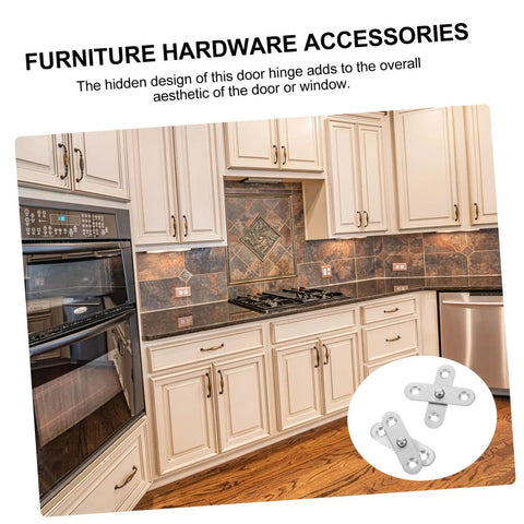 20 Piece Rotating Stainless Steel Hidden Door Hinges installed in kitchen cabinet for secret doors and window installations.