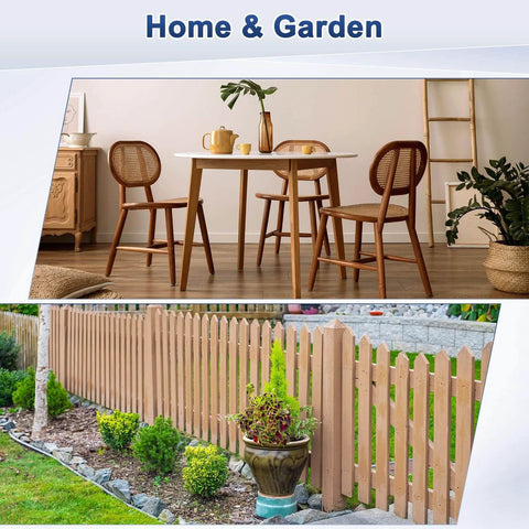 Home garden scene with wooden furniture and fence featuring DIY use for M METERXITY 20-Pack Wood Screws, M3 x 18mm Brass Slotted Round Head.