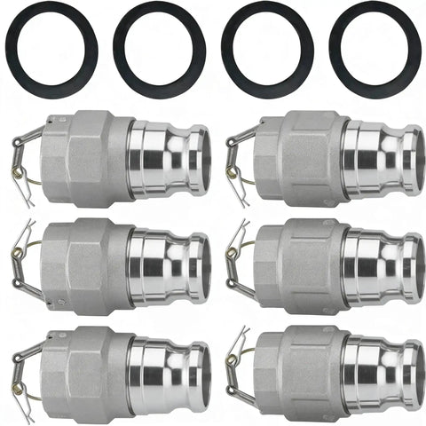 3 Inch Camlock Gasket Set, 5 Pack Buna N Seals For 3 Inch Cam And Groove Fittings, shown with six couplers