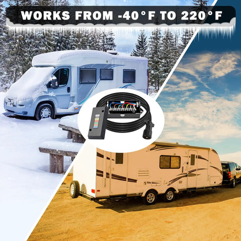 7 Way Trailer Wiring Harness Kit With 8 Ft Cord And Junction Box Premium 7 Pin Trailer Plug For RVs And Trailers weatherproof in snow and on RV.