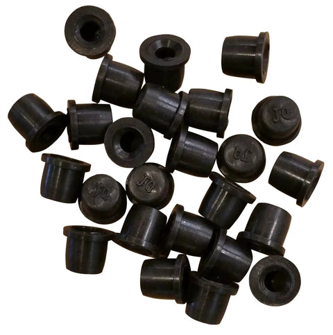 25 Pack Brake Bleeder Screw Caps And Grease Zerk Dust Covers, rubber caps, black, scattered view