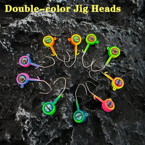 Crappie Jig Heads 40 Pack One Thirty Second Ounce Swimbait Jigs With V Sharp Barbed Hooks For Crappie And Bass Fishing High Carbon Steel Eye Clean No Paint Ready For Freshwater Angling displayed on rock surface