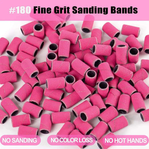 Pro Nail Drill Sanding Bands Set 135 Pcs For Nail Techs Mixed Grit 80 120 180 240 Fine Grit For Acrylic Gel Manicures Pedicures