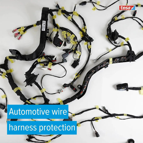 High Performance PET Cloth Automotive Wire Harness Tape Black 19mm x 25m 5 Rolls used in complex wiring setup