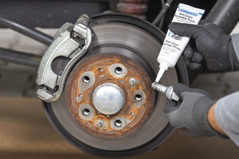 Applying Anti-Seize Assembly Paste, 3.0 Oz, Heat Resistant Lubricant And Corrosion Protection For Fasteners And Threads to brake assembly