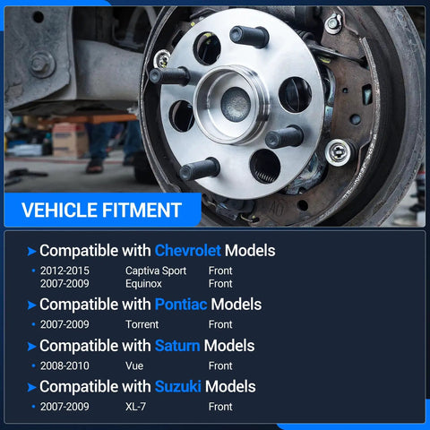 Front Wheel Hub Assembly 5-Lug with ABS for Chevy Equinox 07-09, Captiva Sport 12-15, Saturn Vue 08-10 installed