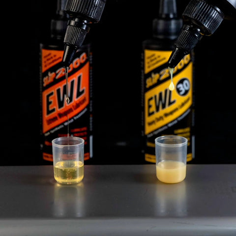 EWL30 Buddy Pack Extra Thick Synthetic CLP Lubricant in 1 oz and 4 oz bottles with metal needle tip applicators and measuring cups.