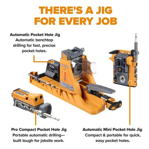 Pro Compact Pocket Hole Jig Kit With Auto Adjusting Drill Guide, Durable Woodworking Jig, Automatic Mini and Pocket Hole Jigs