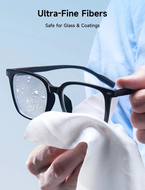 Cleaning glasses with 50 Pack Microfiber Cleaning Cloths 6x6 Inches Safe For Lenses Screens Devices