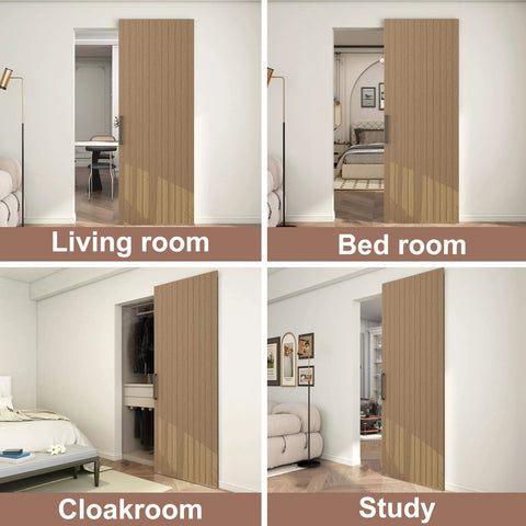 Concealed Sliding Barn Door With Soft Close Hardware Kit, 38 In By 86 In Light Brown Hidden Door For Interior Use