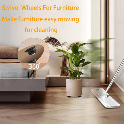 Four Pack Self Adhesive Caster Wheels 360 Swivel Mini Ball Bearing Rollers 300 Lbs Capacity For Furniture And Bins in living room setting