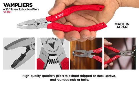 6.25 Inch Stripped Screw Extractor Pliers For Rusted Stuck And Damaged Screws And Fasteners Time Saving Professional Grade Tool Made In Japan Vampliers