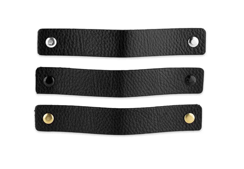 Black Leather Drawer Pulls Set Of 2 Six And A Half Inch Length By One Inch Width Leather Handles for dressers and cabinets
