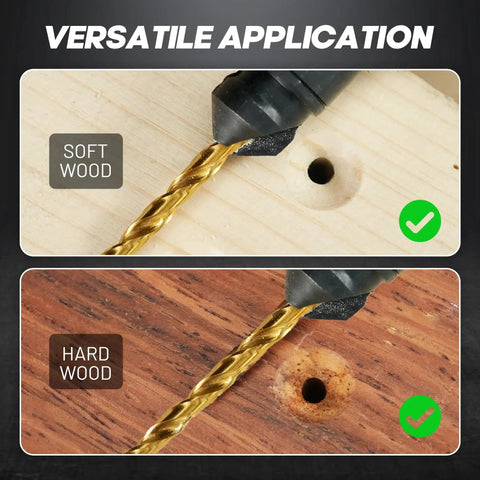 Smooth Countersink Drill Bit Set For Woodworking With Magnetic Extension Holder testing on soft and hard wood